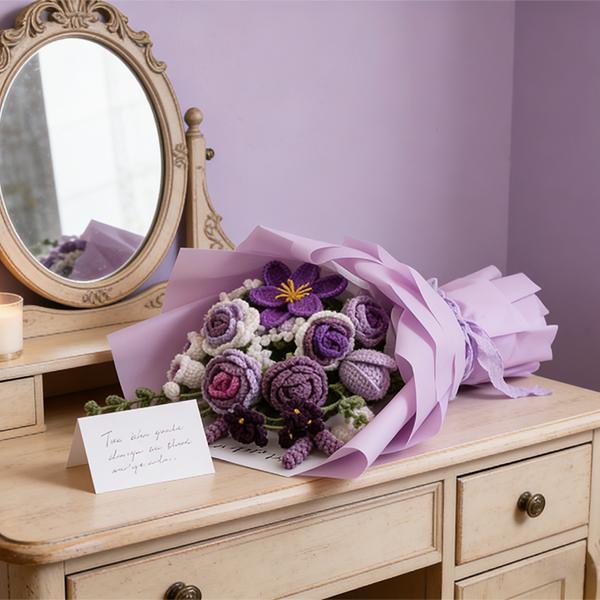 Hand-crocheted flower bouquets, complete with detailed instructions, make the perfect gift for Mother’s Day or Valentine’s Day,Beginner-Friendly Knitting Kit