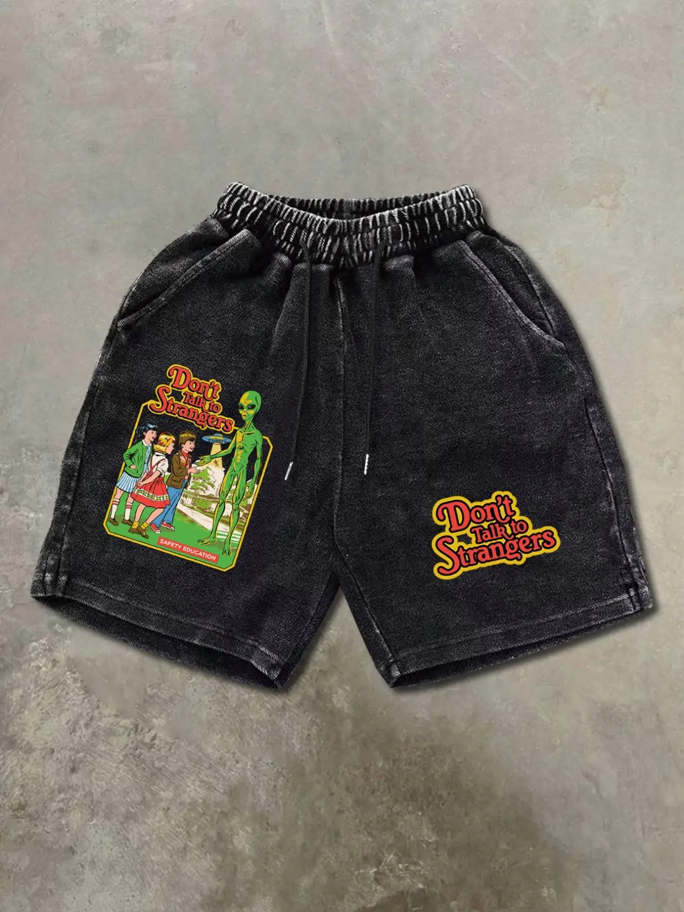 Men's Star / Alien / Letter Print Drawstring Waist Shorts, Regular Fit Street Fashion Casual Comfy Pocket Shorts for Summer, Men's Bottoms for Daily W