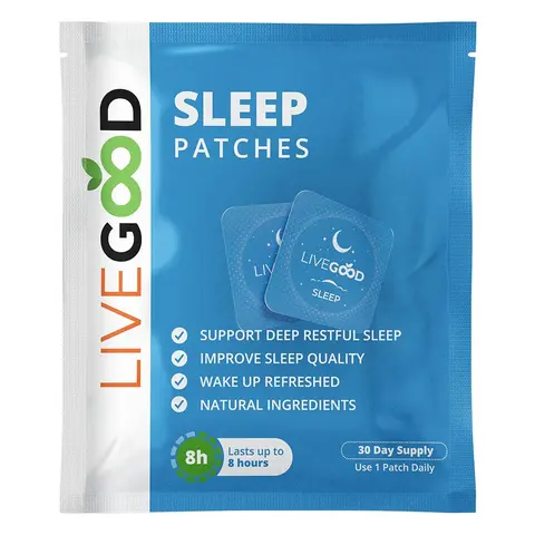 LiveGood PM Patches - Organic, Vegan, Cruelty-Free Botanical Sleep Aids with Melatonin, Magnesium, Travel-Friendly, Sugar-Free Mineral Supplements for Relaxation, 8h Rest, Healthcare Support, Sleep Cycle Balance