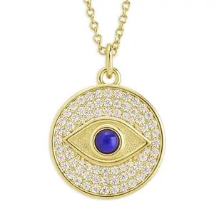 Pave CZ Evil Eye Pendant Necklace