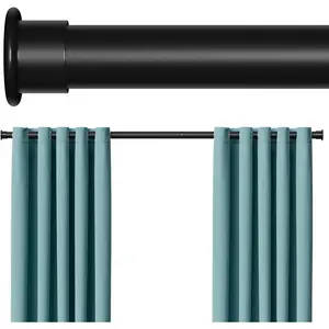 Tension Curtain Rod 43-124 Inches Extra Long Black Heavy Duty Tension Rods Adjustable Curtain Rod No Drilling Spring  Tension Rod for Windows Patio Hold Up Blackout Curtains and Non Slip