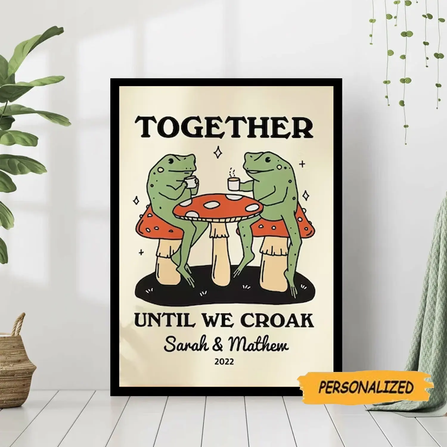 Personalized Couple Art, Funny Frog Together Until We Croak Couple Poster, Couple Gifts, Couple Art Print, Gift For Couple, Anniversary Gift, Wedding Poster, Couple Prints, Wedding Gift, Gift For Girlfriend/Boyfriend Wall Art Home Decor Matte Ornaments