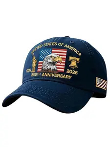 250 Anniversary USA Hat – United States 250th Anniversary Adjustable Patriotic Baseball Cap, Commemorative American Heritage Cyan Adjustable Snapback Cap, Quality Caps