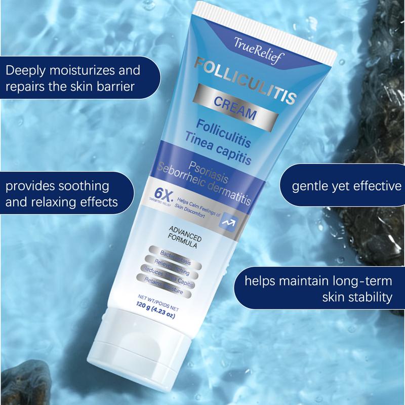 TrueRelief Folliculitis Treatment Cream – Natural Soothing Formula for Scalp, Face and Body, 120g
