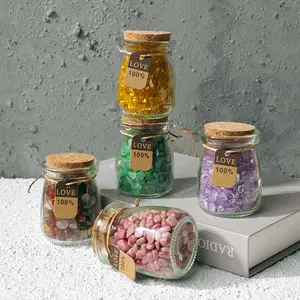 Crystal Chips Wishing Bottle Healing Natural Crystal Stone Gemstone Gorgeous Energy Jewelry Souvenir Valentine Anniversary Love Girlfriend Boyfriend Christmas Halloween Birthday Gift New Year