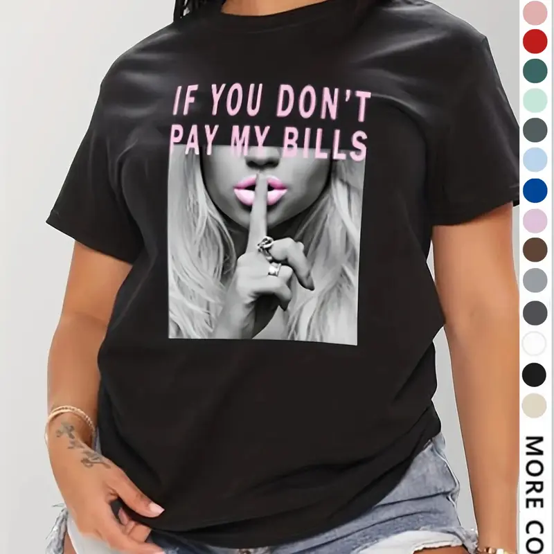 Women's Letter & Graphic Print Round Neck Tee, Fashion Casual Streetwear Crew Neck T-shirt, Graphic Tees Women for Daily Everyday Holiday Vacation Outdoor Wear, Ladies Clothes Tops for Summer