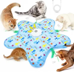 Interactive Cat Toys for Indoor Rechargeable Cats Hide and Seek Moving Concealed Wand Feather Three-Speed Motion Exercise Toy for Indoor Pet Toy Pet Gift Automatic Rotation Cat Toys