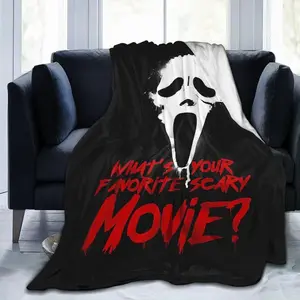Ghost Face Blanket Horror Movie Throw Blanket Anti-Pilling Plush Blanket, Super Soft Warm and Cozy Flannel Blanket Suitable for Sofa, Bed, Bedroom 60"x50
