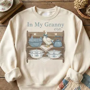 In My Granny Era Shirt Design, Vintage Goose Kitchen Shelf Art, Grandma Core Graphic Tee, Fashion Gift Tshirt or Sweatershirt Q8T