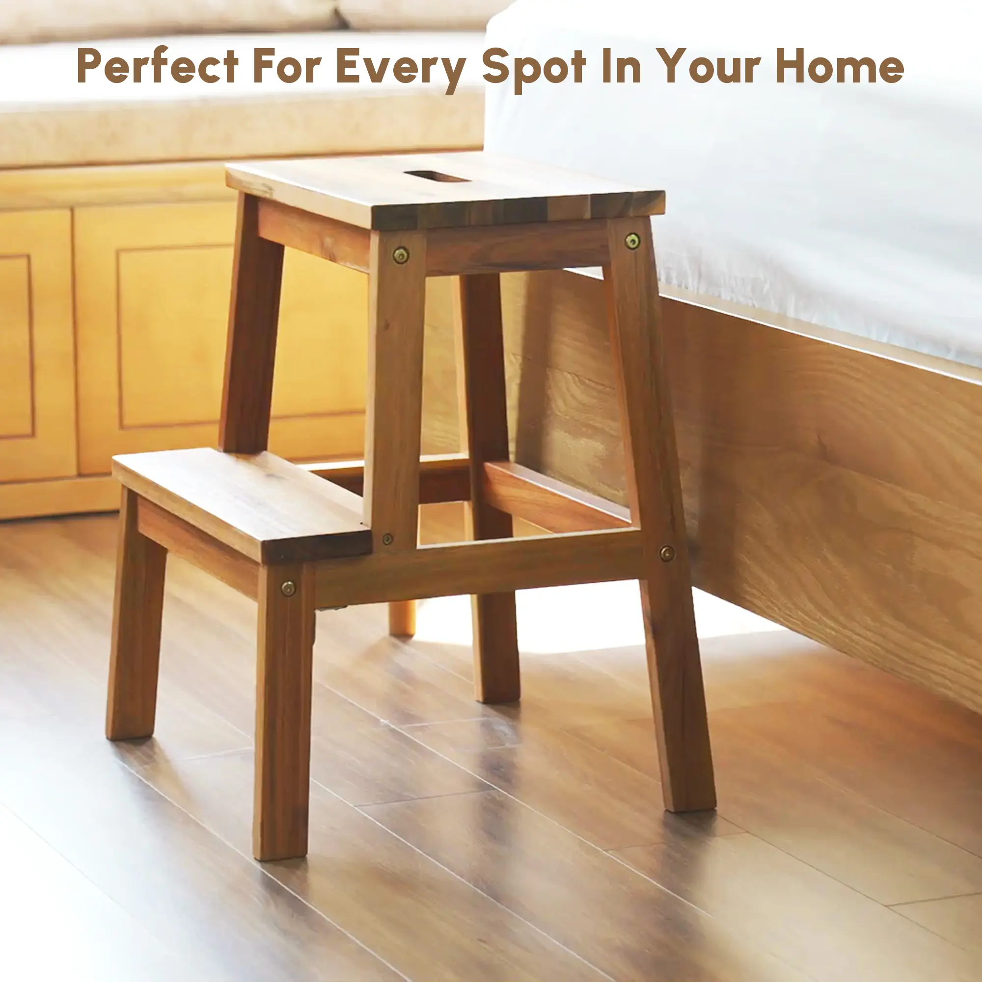 Wooden ladder stool, foldable ladder, human-shaped ladder, thick ladder stool, dual-purpose ladder for climbing, home use, storage rack.