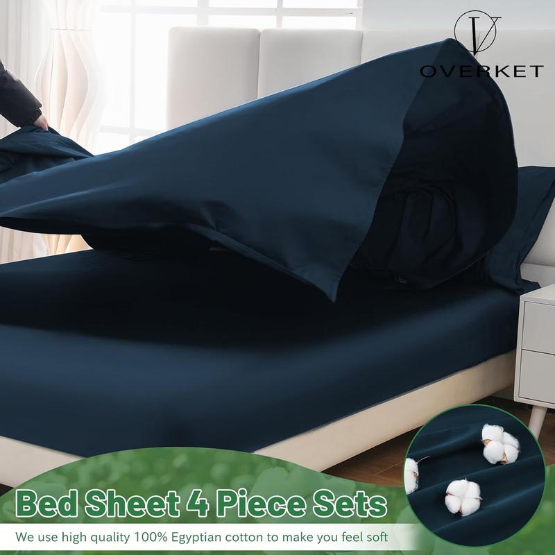 % Sheets King Size 1000 Thread Count Sateen Weave Soft Breathable 16-Inch Deep Pocket 4PCS(King,Navy)
