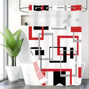 Geometric Pattern Shower Curtain, 1 Count Modern Simple Bathroom Curtain, Waterproof Shower Curtain for Home Bathroom Hotel Dormitory Decor, Bathroom Decoration Accessories