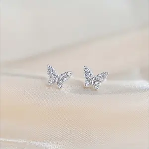 Springtok Y2K Zirconia Mini Butterfly Earrings Pair Daily Women Men Piercing Jewelry Gift