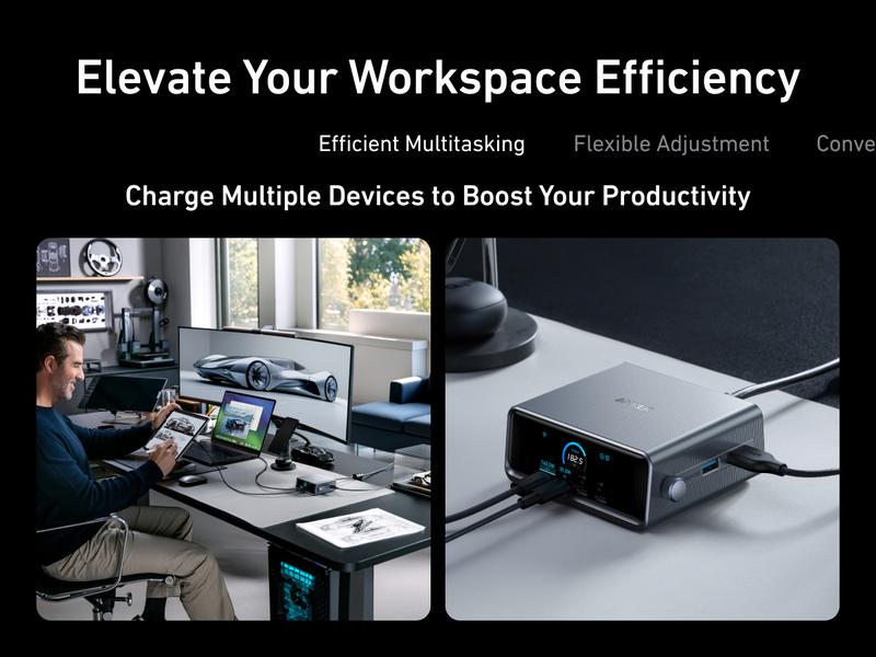 Anker Prime Charger, 250W 6-in-1 GaN Charger with Smart LCD, Ultra-Fast Charging for MacBook, iPhone 17, iPad, and More (Silver)