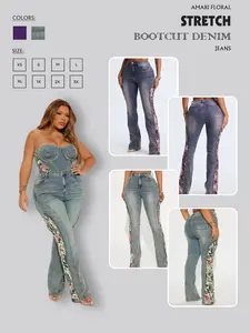 Amari Floral Stretch Bootcut Denim Jeans