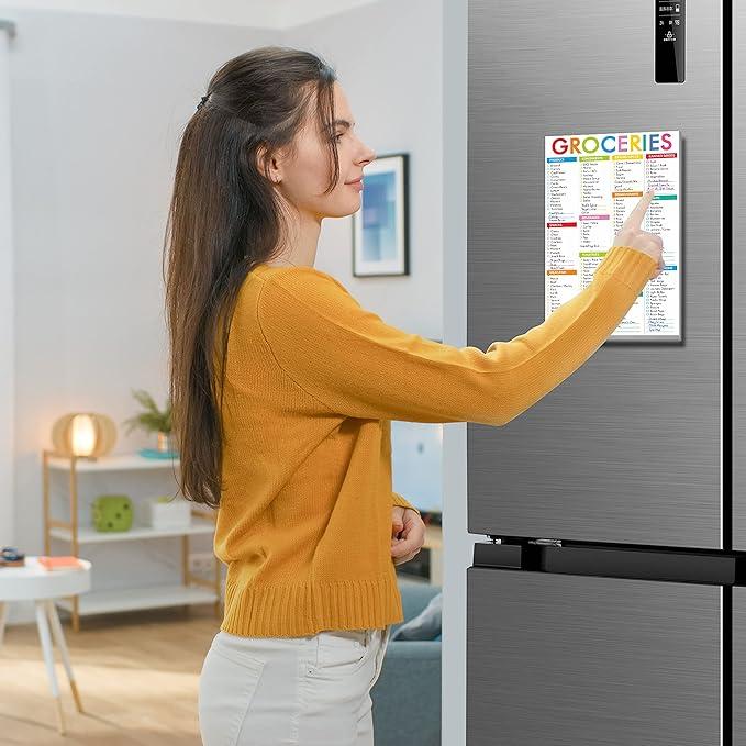 90 Sheets Fastcheck Grocery List Magnet Pad, 110 Printed Common Food for Fridge and Blank Grocery Shopping Spaces for Home. Size 6”x 9”