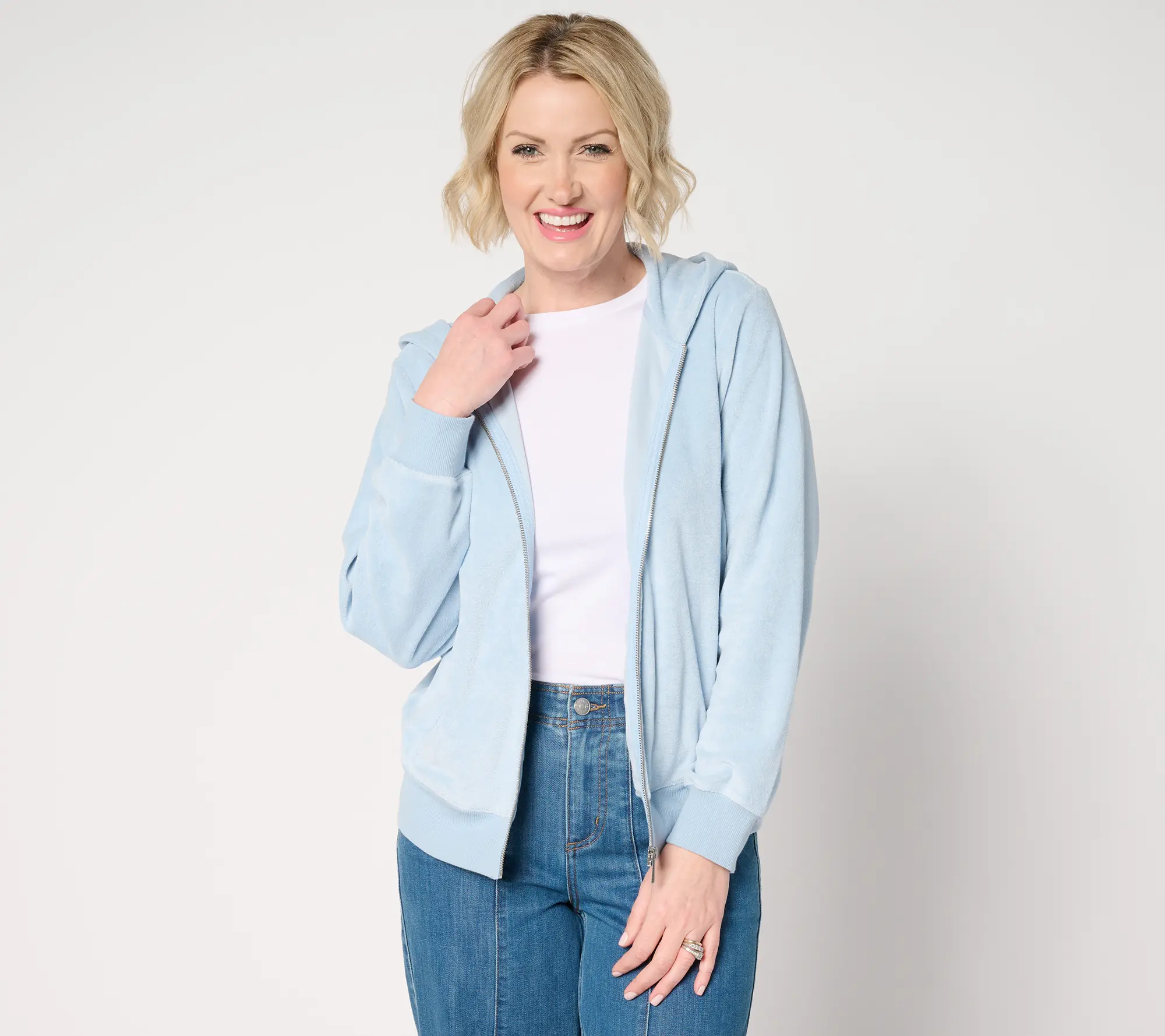Martha Stewart Signature Knit Zip-Front Jacket with Hood