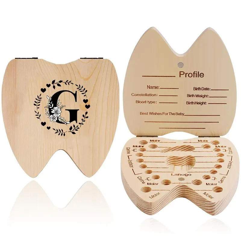 Wooden Baby Tooth Box, 1 Count Kids Milk Teeth Organizer, Milk Teeth Storage, Newborn Memory Box, Ideal Gift For New Parents, Baby Shower Gift