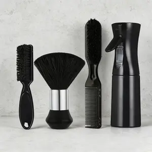 4-Piece Hair Styling Tool Set with Spray Bottle, Nylon Brush, Clipper Cleaning Brush, Barber Tools for Salons, Essential Hair Care Kit