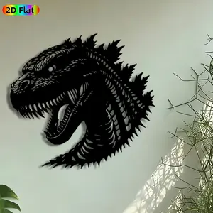 1pc Godzilla Head Metal Wall Art, Roaring Godzilla Statue Mural, Intricate Craftsmanship, Artistic Metalwork, Perfect for Housewarming, Graduation Decor, Perfect for Living Room Game Room Studio Decor, Ideal Gift for Kaiju Enthusiasts, Modern Home Decor.