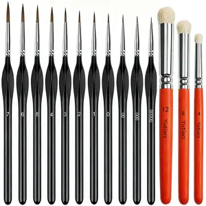 3/11/14Pcs Micro Detail Drybrush Paint Brush Set Wood Handle for Miniature Painting Enamel DND Warhammer 40K Fantasy Figurines Art Projects