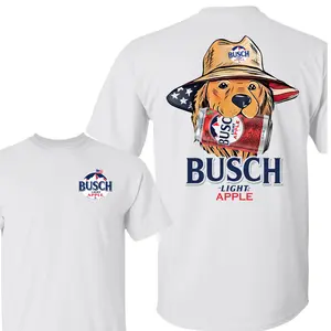 Busch Apple Dog T-Shirt, Retro Golden Retriever Beer Streetwear Graphic Tee, Summer Outdoors Shirt, Cool Puppy Wearing Sunglasses Busch Tshirt, Funny Dog Lover Beer Gift 2026 Casual Daily Wear Tee For Men & Women, Apparel Made In The USA