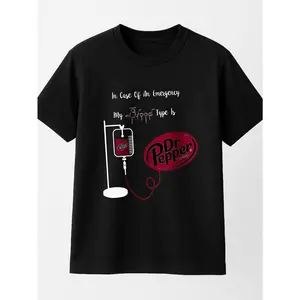 Dr Pepper Blood Type T-Shirt Black Casual Wear Personalized Unisex Top For Women Comfortable Breathable Short Sleeve Tee Suitable For All Outfits Made In Usa