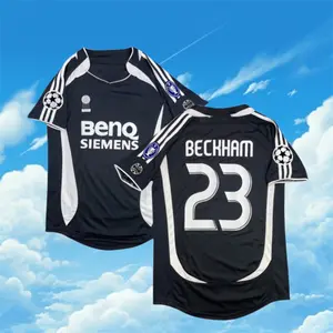 06 07 Away retro Black No.23 Beckham short sleeve Soccer jersey