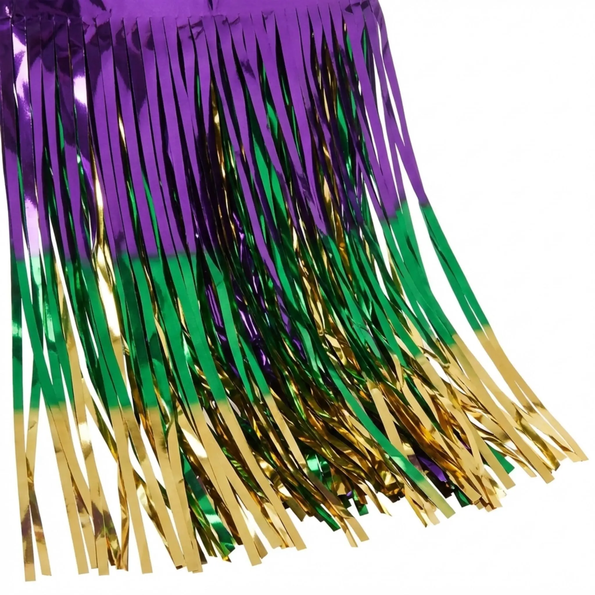 Anderson's Double-Ply Shimmering Metallic Mardi Gras Fringe Garland - 15in x 10ft Lightweight Durable Flexible Hangable Magnetic Vinyl Trim, Staple-Compatible with Staples, Quick Tape Setup for Floats, Indoor Decorating, Cultural Organizations