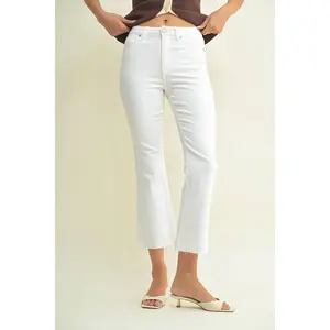 JBD Cropped Kick Flare White Jean