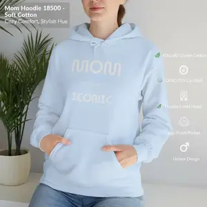 Gildan 18500 Cozy Ribbed Mom Hoodie - Women's Long Sleeve Medium Length Casual Unisex Fit Pullover, Multi-Size Soft Cotton-Poly Fabric, Large Front Pocket, Double-Lined Hood, Ethically Grown US Cotton, OEKO-TEX Certified Dyes, Mother's Day Gift