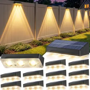 JNOEC Solar Outdoor Lights, 12-Pack Waterproof High-Brightness Upgraded 3-LED Spot Lens Fence Lights, Solar-Powered Wall Decor for Patio, Step
