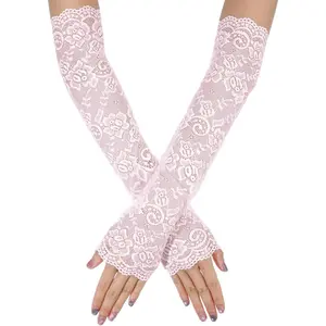 Women's Lace Long Gloves Fingerless, Floral  Lace Gloves for Women Elbow Length  Arm Sleeves Elegant Long Laces Fingerless Glove for Dance/ Party  20s Accessories Evening Wedding