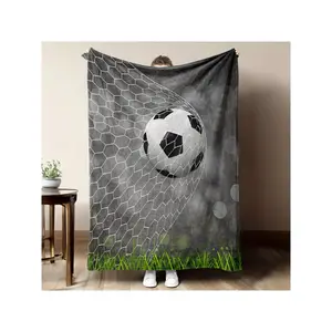 1pc Ized Name/Number Football Theme Blanket - Custom Soccer Gift For, Men, Dad - Soft Plush Flannel Bedspread With Name/Number 1-9/0 - All-Season Cozy For Birthdays, Christmas, Sports Parties-30*40in