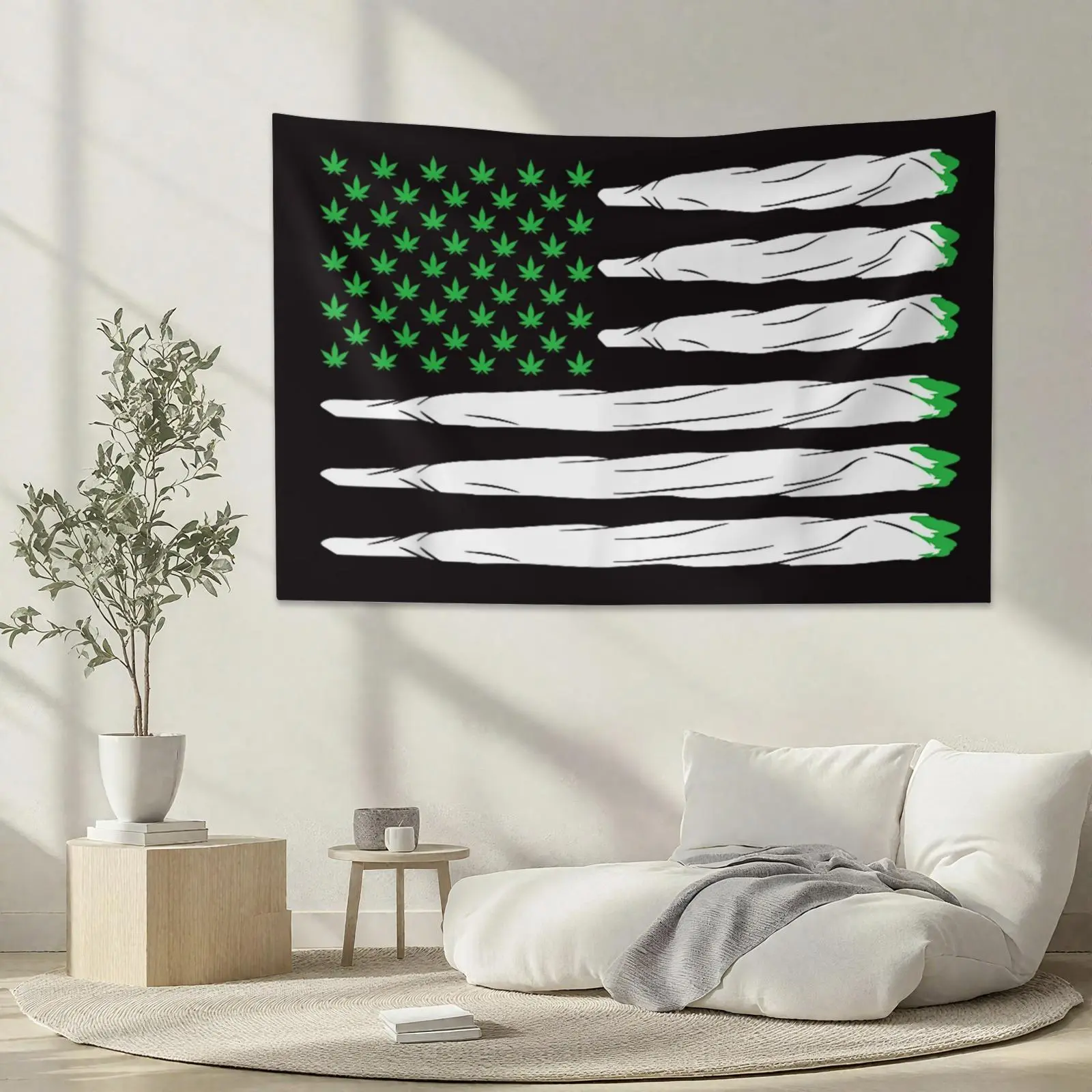 Blunt American Flag Weed Marijuana Cannabis USA Tapestry Wall Blanket Dorm Room Decor