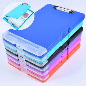4pcs Plastic Storage Clipboard A4 Waterproof Portable Foldable File Box Document File Folders Clipboard Writing Pad Office Supplies