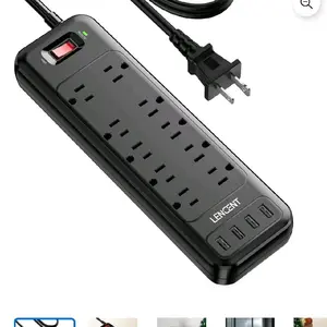 Power Strip Surge Protector 2 Prong Extension Cords for Indoor 6ft, 2 to 3 Prong outlet plug Adapter,10 Outlets & 4 USB Ports, Wall Mountable, Ideal for Non-Grounded Outlets