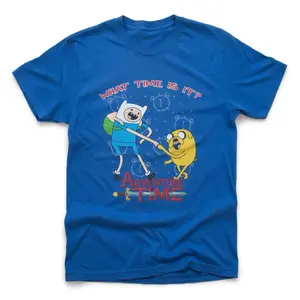 Y2k What time Is It? Adventure Time! Adult Cartoon Unisex T-Shirt- Vintage Graphic Tee – Menswear & Womenswear – Streetwear Tops – Casual Cotton Crewneck Shortsleeve T-shirt