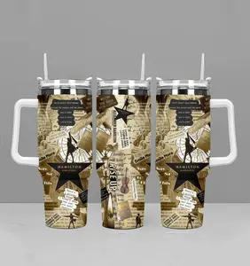 Hamilton Musical Tumbler 40oz With Handle, Colorful Quote Design Stainless Steel 20oz Straight Cup, Broadway Musical Gift, Hamilton Fan Gift,