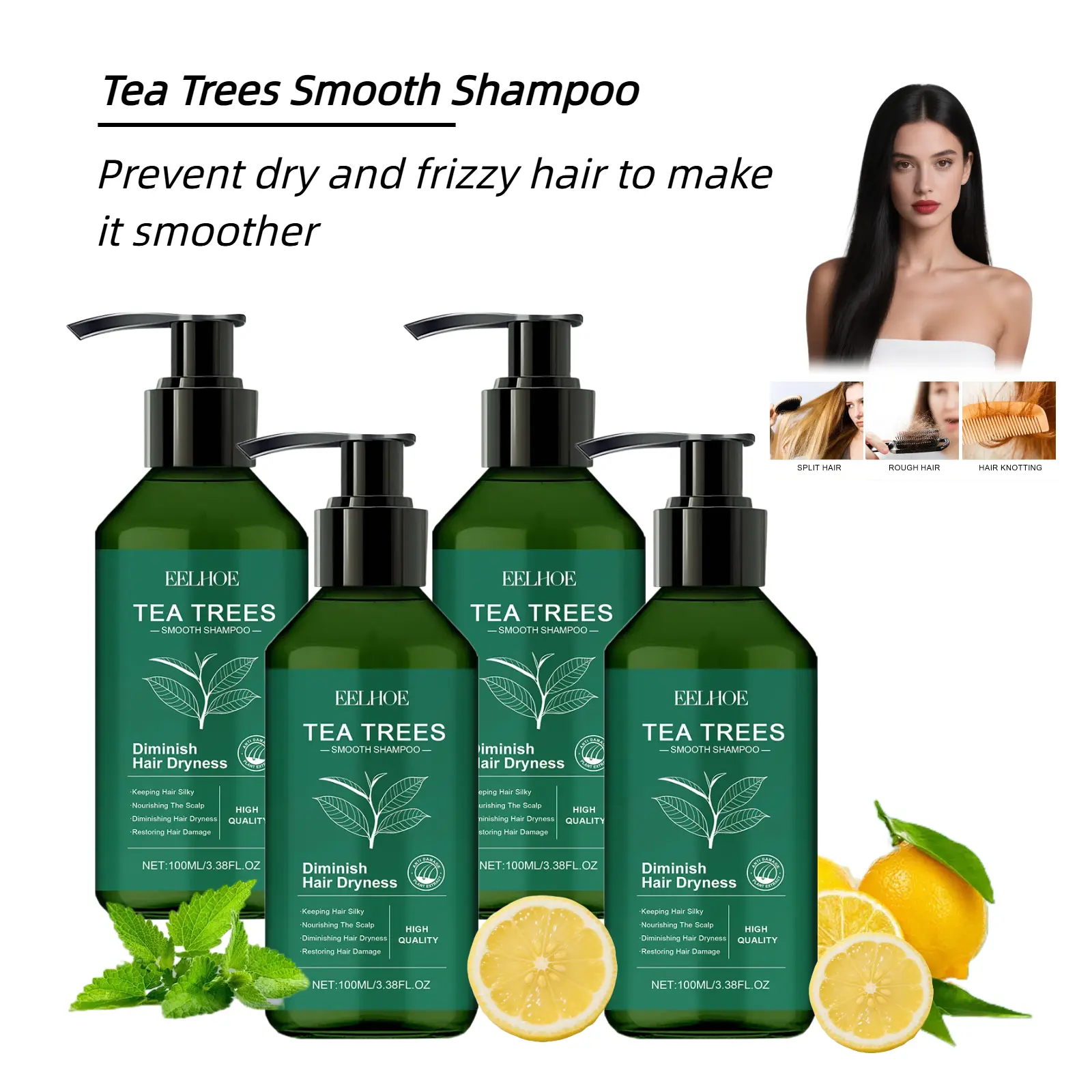 Tea Tree Smooth Cleanser Shampoo - Haircare Formula for Deep Cleansing, Anti-Frizz, Restore Hair Strand Gaps, Boost Resilience, Strengthen Roots, Reduce Breakage, Hair Booster Rescue (TikTok Shop Coupons Eligible)
