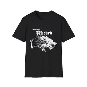 Tattoos By Wicked Hand Illustration T-Shirt | Gothic Wolf Skeleton Graphic