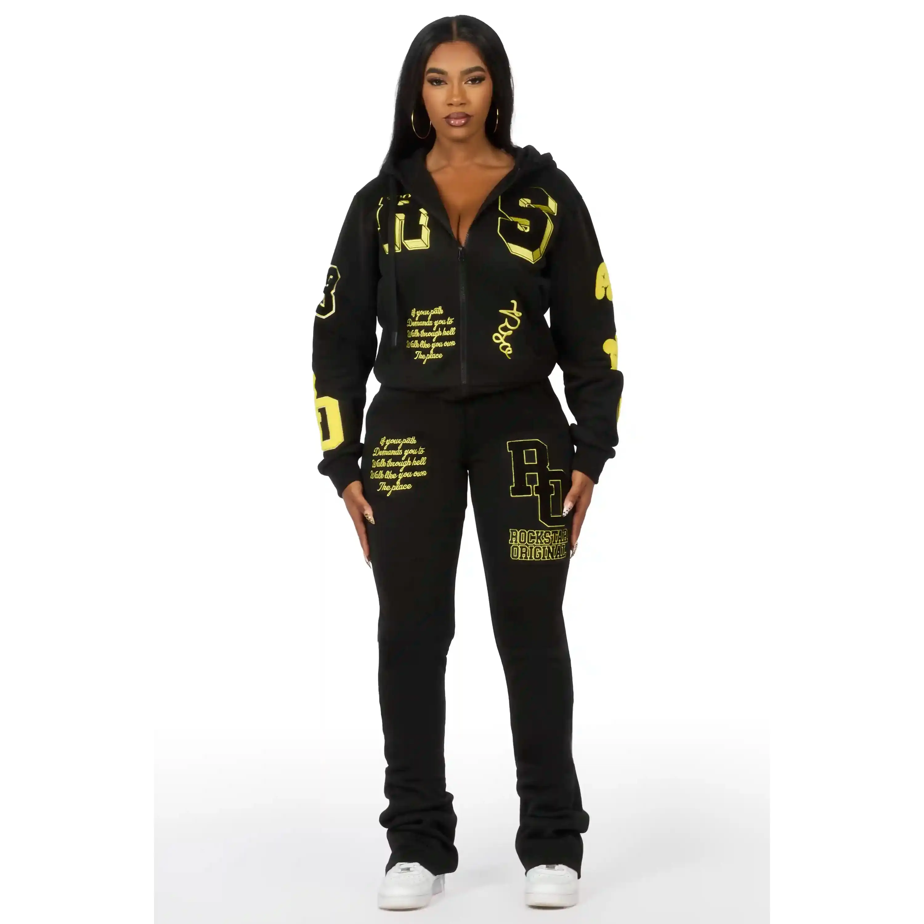 Leslee Black/Yellow Super Stacked Track Set