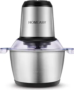 Meat Grinder Electric, Food Processor 2L Stainless Steel Meat Blender Food Chopper for Meat, Vegetables, Fruits and Nuts with 4 Sharp Blades, 350W, 8 Cups
