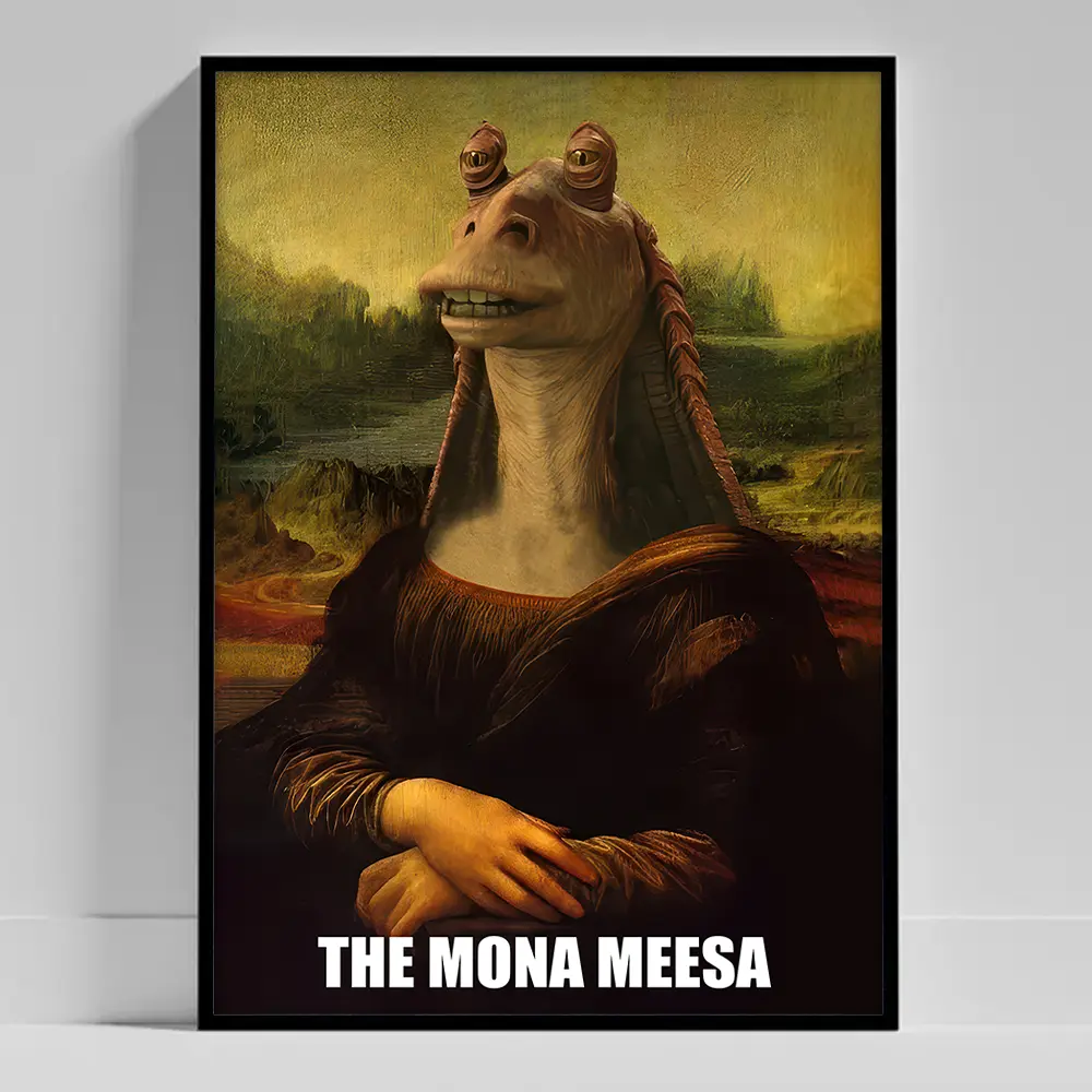 Text Version Meesa Lisa Poster, Meme Mona Messa Poster Wall Art