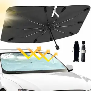 2026 Windshield Sun Shade Umbrella, Foldable Car Umbrella Sunshade with UV Block Car Front Window (Heat Insulation Protection) for Auto Windshield Covers Blackout Trucks Cars