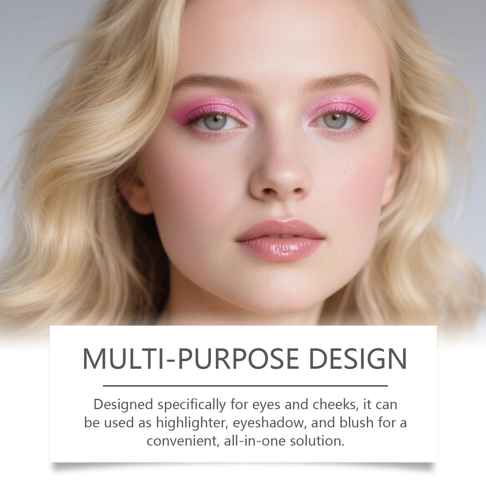 Highlighter Eyeshadow Blush Palette, Natural Makeup, Diamond Texture, Multi-Use, Portable Daily Use, Essential Cosmetics for Beginners