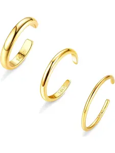Toe Rings for Women Gold Trendy Fashion Rings 14K Gold Filled Toe Rings Set Thin Band Beach Foot Jewelry for Summer Open Adjustable Toe Rings