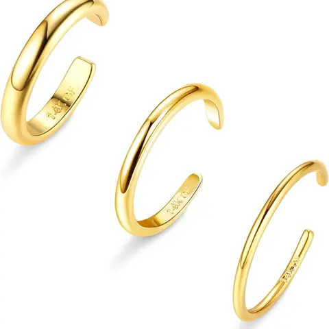 Toe Rings for Women Gold Trendy 14K Gold Filled Toe Rings Set Thin Band Beach Foot Jewelry for Summer Open Adjustable Toe Rings Fashion Ring Elegant Ring