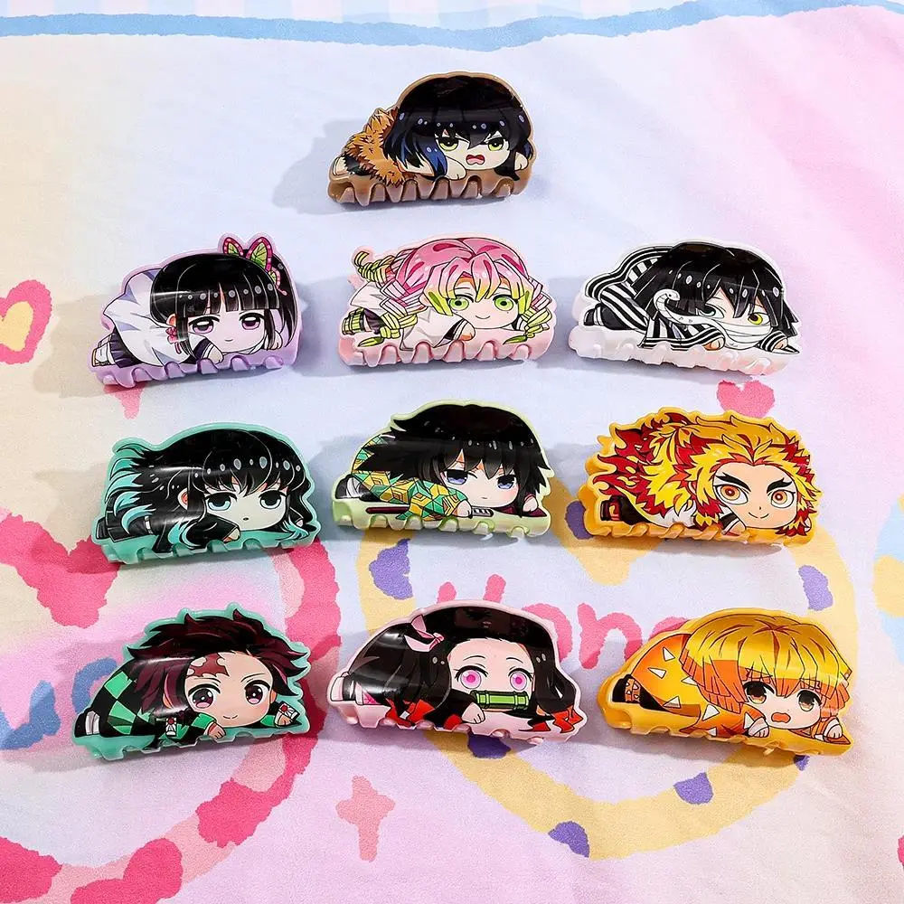 Random 5PCS Chibi Character Hair Claw, Cute Anime Acrylic Shark Clip (For Thick Hair), Cartoon Hair Accessory