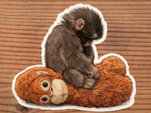 Baby Team Punch Monkey Sticker, Abandonment Monkey Cute Decal, Famous Zoo Monkey